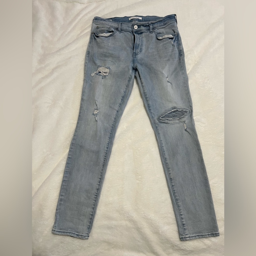 PacSun Mens LightWash Distressed Stacked Skinny Jeans, Size 32x30